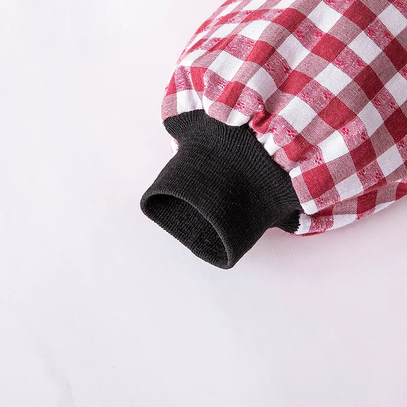 Цзяцили Детский вышитый котенок хлопковый клетчатый передник с длинными рукавами для домашней работы 8327 (16)