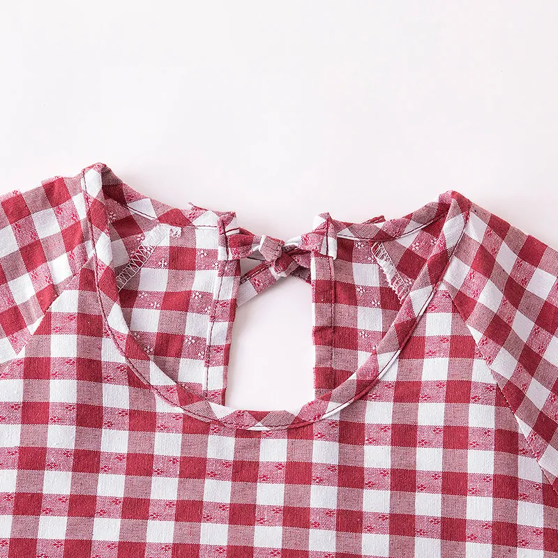 Цзяцили Детский вышитый котенок хлопковый клетчатый передник с длинными рукавами для домашней работы 8327 (18)