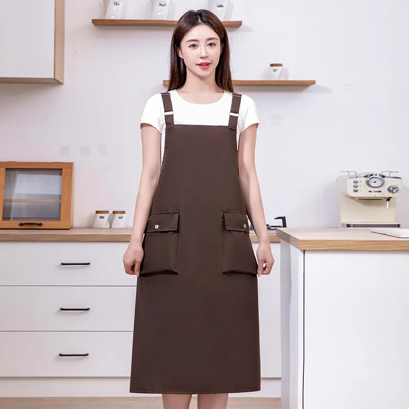 Цзяцили Минималистичный однотонный удлиненный регулируемый фартук на лямках для 6733 (5)