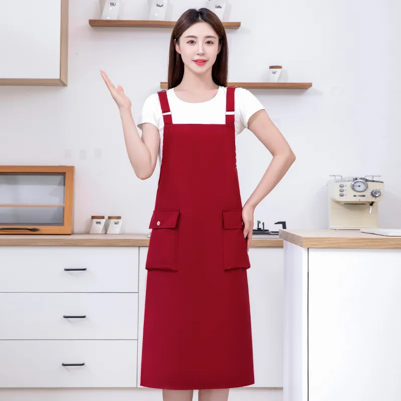 Цзяцили Минималистичный однотонный удлиненный регулируемый фартук на лямках для 6733 (6)