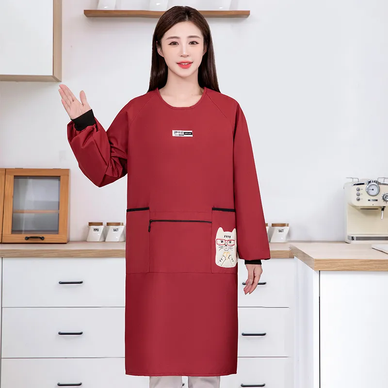 Цзяцили Модный детский кот водонепроницаемый передник с длинными рукавами для общественного питания и кухни защита 8756 (6)