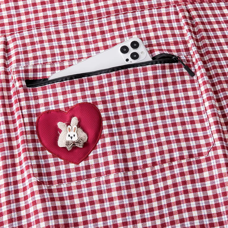 Цзяцили Модный жилет-фартук с кроликом и сердечками хлопковый клетчатый для кухни и приготовления пищи 7338 (16)