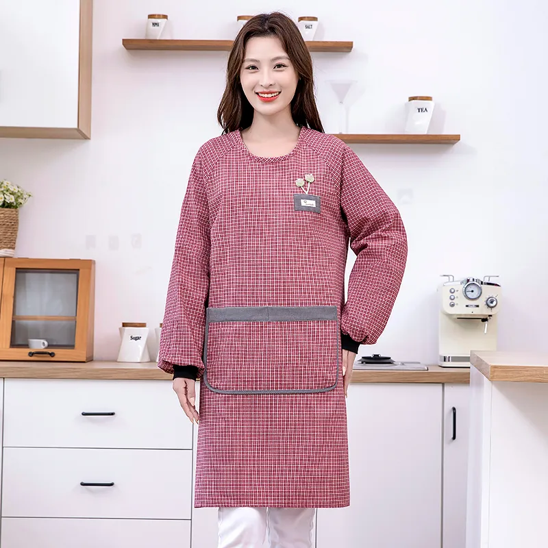 Цзяцили Свежий рельефный цветочный утолщенный передник с длинными рукавами для домашнего приготовления пищи защита от пыли 8358 (4)