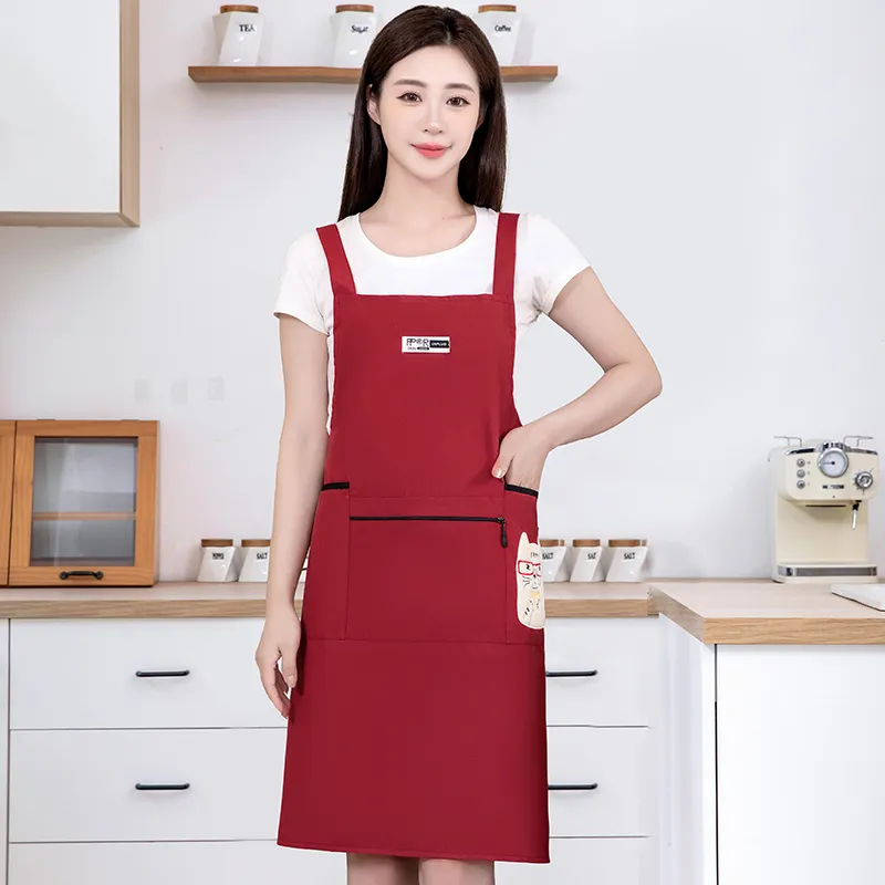 Цзяцили Симпатичный фартук с кошками и карманом на молнии для домашнего приготовления пищи 6756 (6)