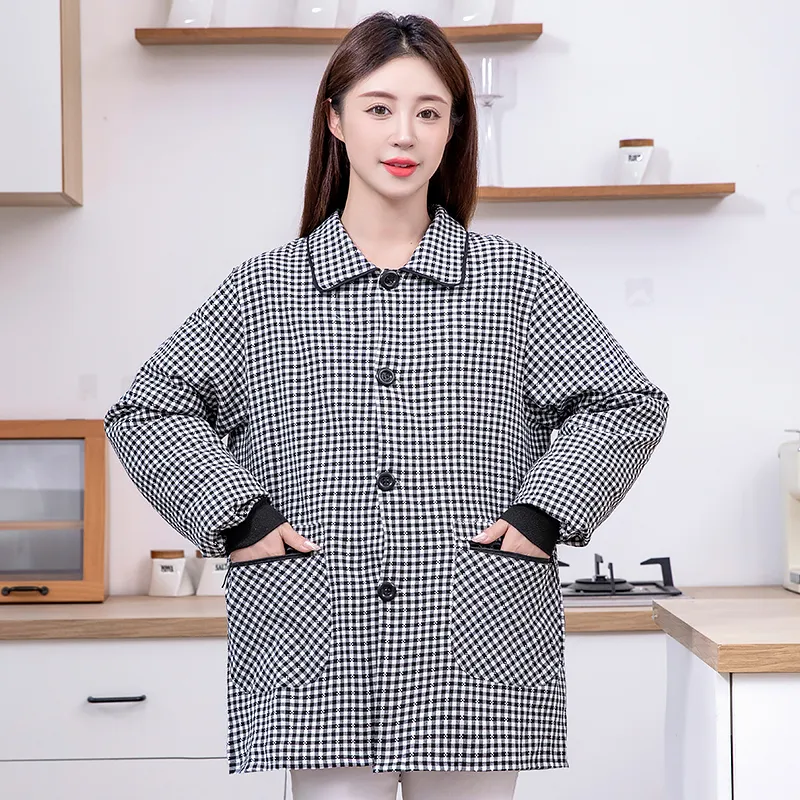 с отложным воротником для домашнего приготовления пищи защита от пыли и грязи устойчивый к загрязнениям рабочая одежда 3722 (4)