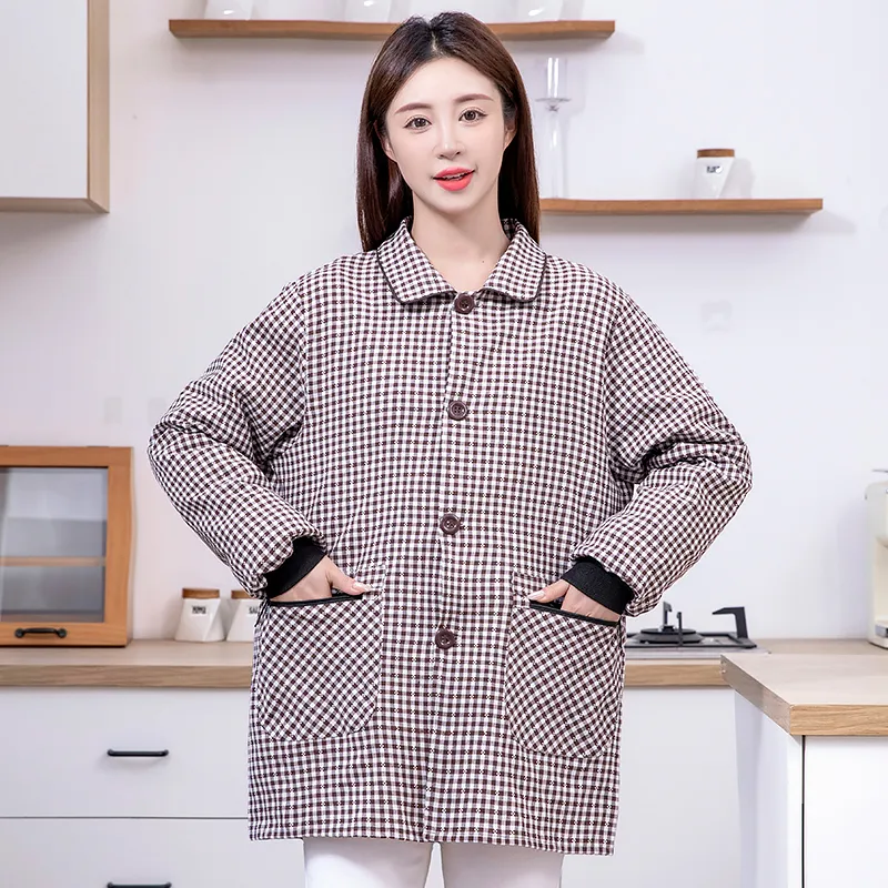 с отложным воротником для домашнего приготовления пищи защита от пыли и грязи устойчивый к загрязнениям рабочая одежда 3722 (5)