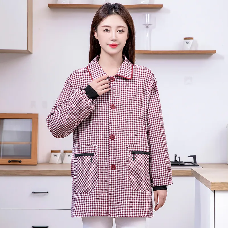 с отложным воротником для домашнего приготовления пищи защита от пыли и грязи устойчивый к загрязнениям рабочая одежда 3722 (6)